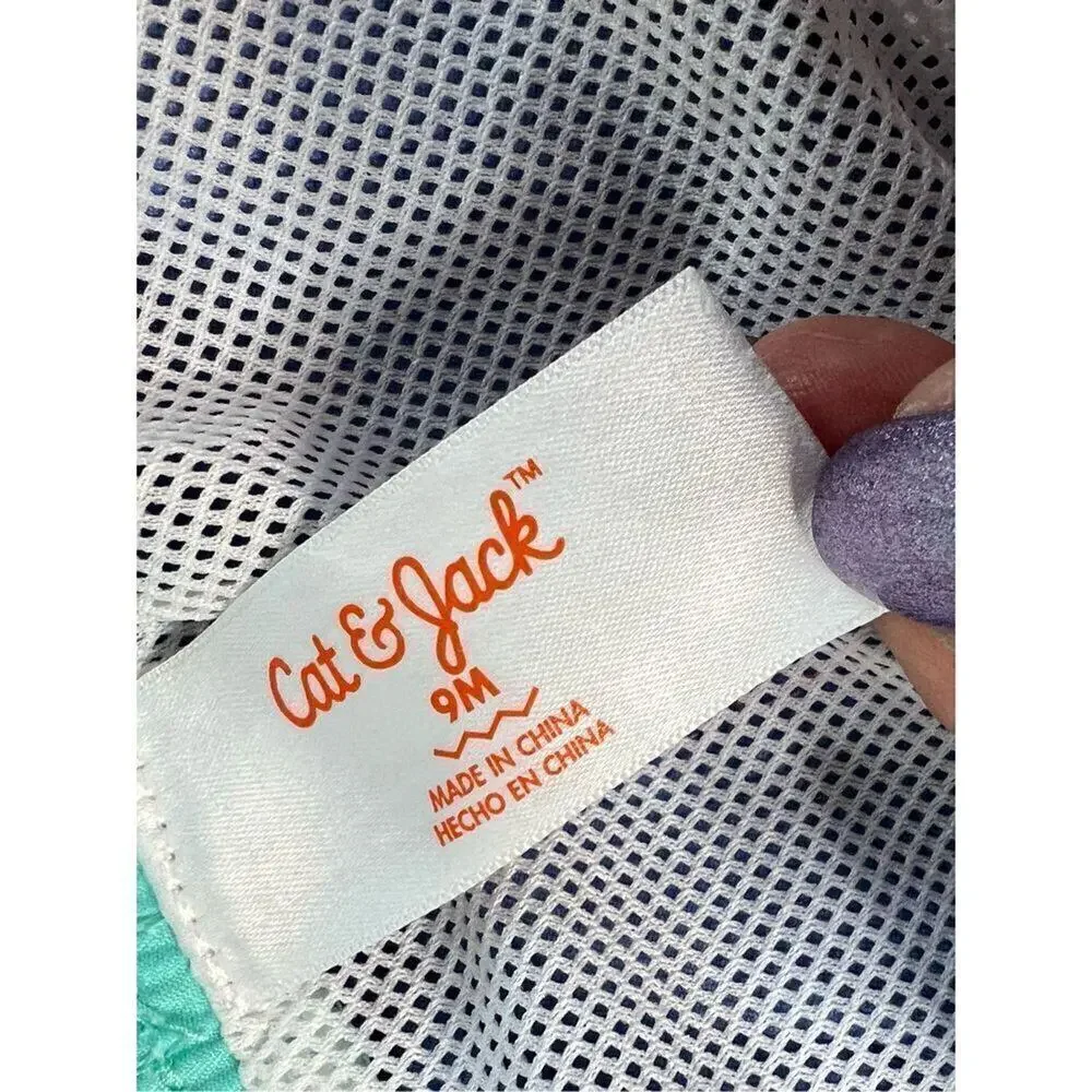 Cat and Jack Blue‎ Side Stripe UPF Swim Trunks Shorts 9 months Baby Swimwear
